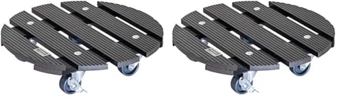 Wagner Pflanzenroller WPC Ø 29 x 7,5 cm I Blumenroller für Außenbereich + Innenbereich I Kübelroller FSC® Wood Plastic Composite, anthrazit I 2 Feststeller I Tragkraft 100 kg - 20052501 von Wagner System