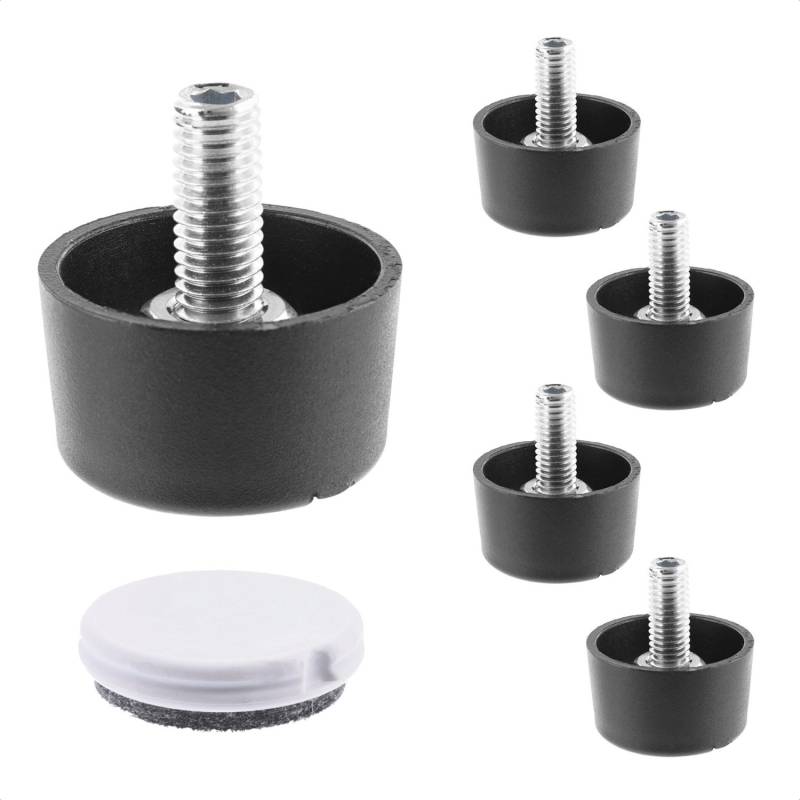 Wagner Couchfuß Lounge QuickClick 4-teilig Ø 30 mm x 20 mm Schwarz-Silber von Wagner design yourself