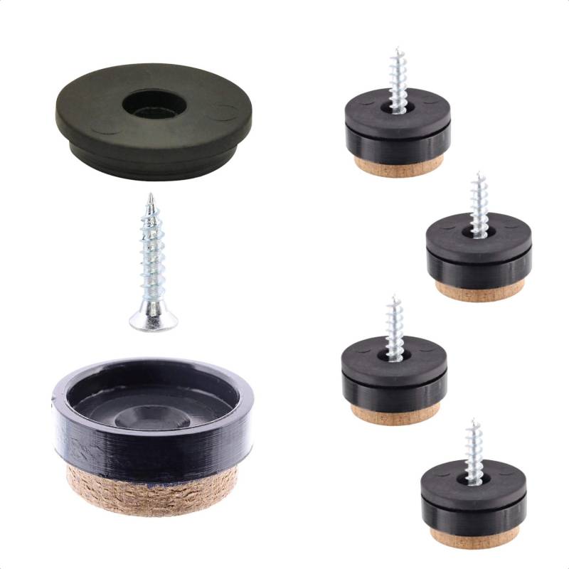 Wagner Filzgleiter 12-teilig QuickClick Syno Slim Ø 17 mm Schwarz-Braun von Wagner design yourself