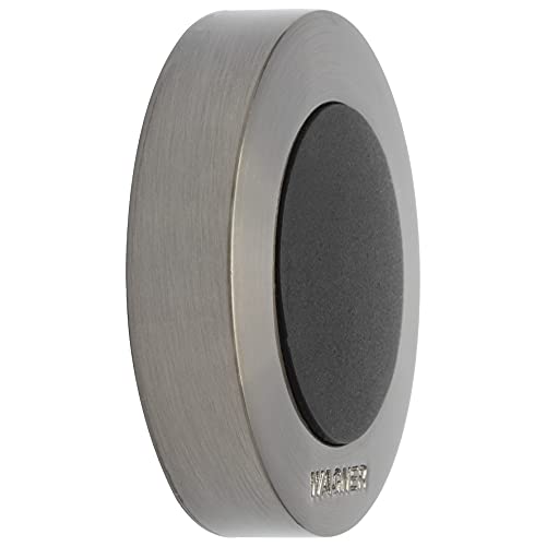 WAGNER Design-Wand-Türstopper SCREW OR GLUE/Schrauben oder Kleben - Durchmesser Ø 40 x 10 mm, Metall gebürstet in Titan-Optik, Puffer thermoplastischer Kautschuk, Designpreis - 15513811 von WAGNER