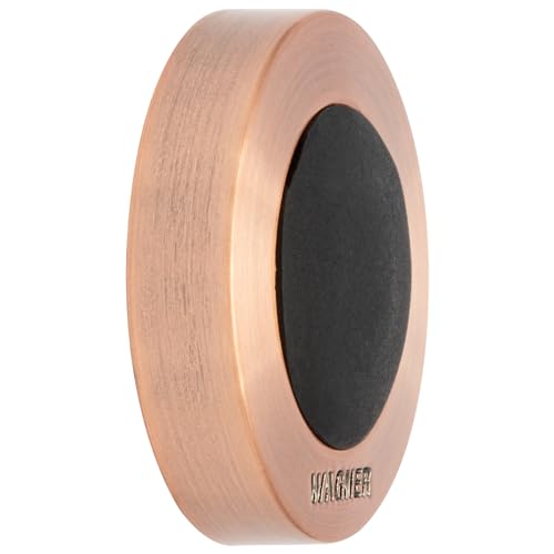 WAGNER Design-Wand-Türstopper SCREW OR GLUE/Schrauben oder Kleben - Durchmesser Ø 40 x 10 mm, Metall gebürstet, Edelstahloptik, thermoplastischer Kautschuk, rosegold, Designpreis - 15513911 von WAGNER