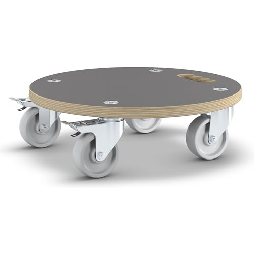 WAGNER Pflanzenroller Maxigrip Ø 38 x 11 cm I Kübelroller für Außenbereich + Innenbereich I Transportroller aus FSC® Schichtholz I 2 Total-Feststeller I Tragkraft 300 kg I Made in DE - 20110701 von WAGNER
