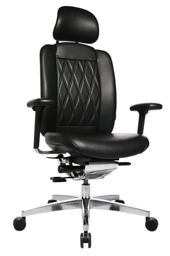 Wagner Alu Medic Limited S ergonomischer Profi Bürostuhl Drehstuhl Schreibtischstuhl mit bewegter Sitzfläche durch Dondola Gelenk echt Leder schwarz von Wagner
