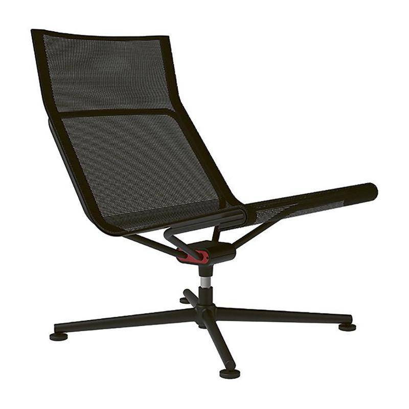 Wagner - D1 Low Lounge - schwarz/Dondola® 4D Sitzgelenk/Stoff GX0/Vierfußgestell Aluminium graphitschwarz matt/Quick-Klick Kunststoffgleiter von Wagner