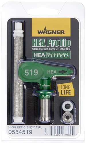 WAGNER HEA ProTip Düse 519, Airless-Düse für Grundierungen, Lacke, Wandfarben, Latexfarben, Flamm- und Korrosionsschutz, < 55% weniger Sprühnebel, grün von Wagner