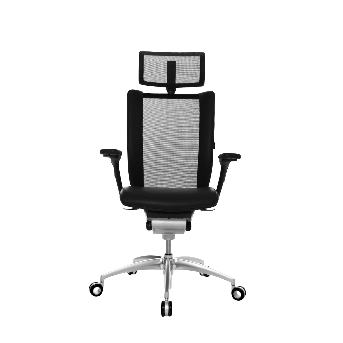 Wagner - Titan Limited Bürostuhl für Teppichboden - schwarz/Leder V60/Netzgewebe schwarz BH0/BxTxH 70x70x128cm/Dondola®/Sternfußgestell poliert verchr von Wagner