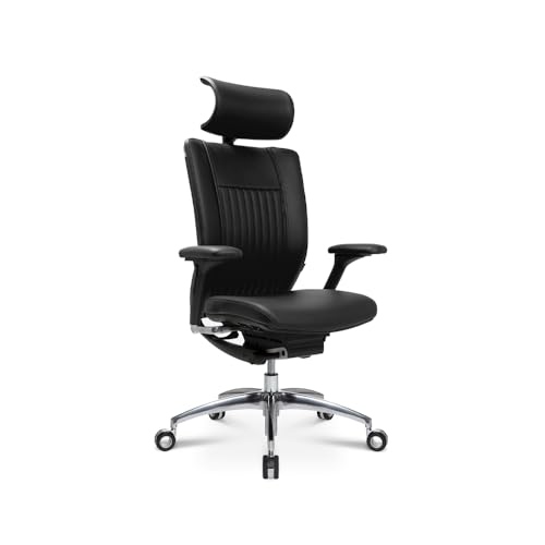 Wagner Titan Limited S ergonomischer Profi Bürostuhl mit Armlehnen und Dondola Sitzgelenk 5 Jahre Garantie inkl. Rückenlehne echt Leder schwarz von Wagner
