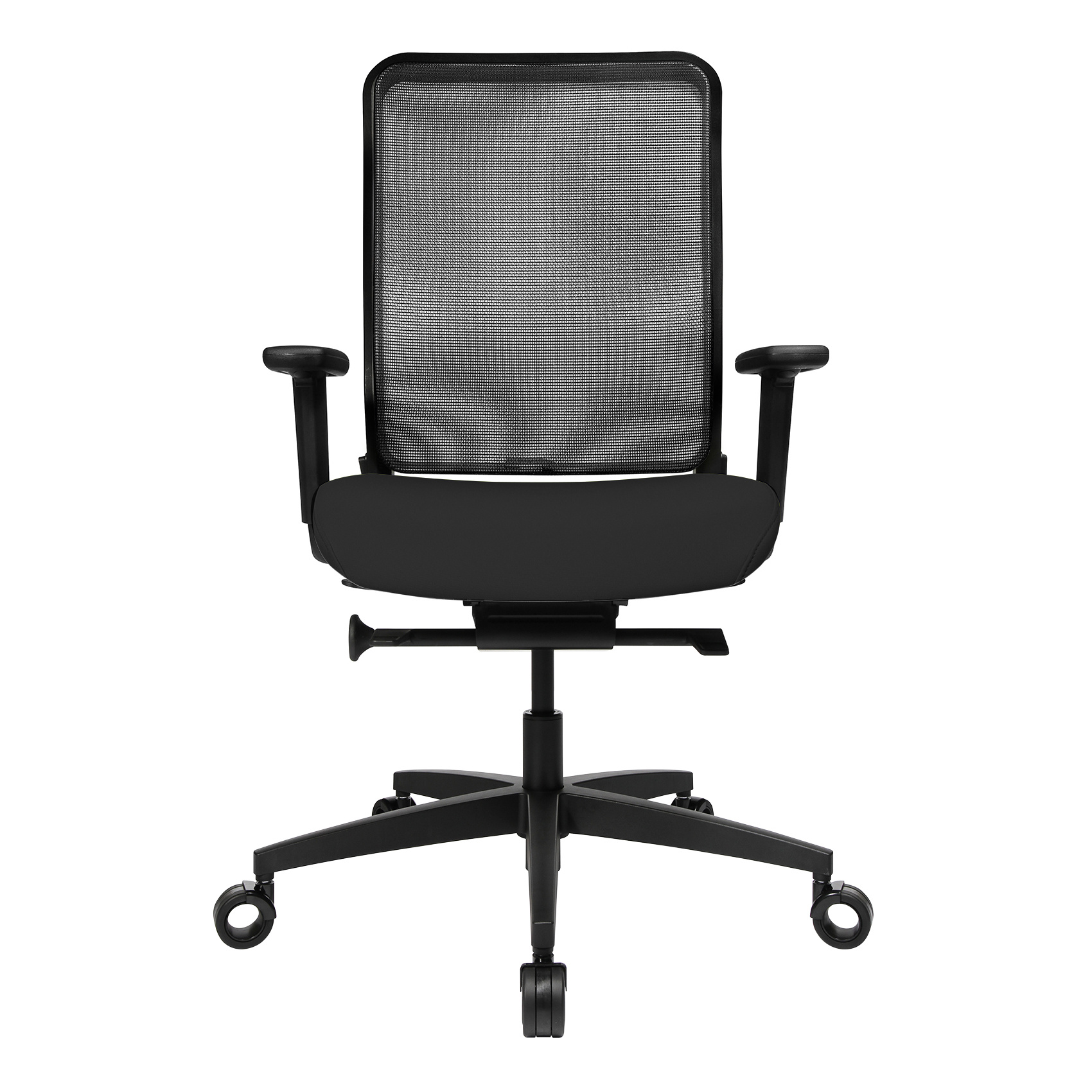 Wagner - W1C Low Bürostuhl Rückenlehne Netz - schwarz/TW2 Armlehne/Sitz Stoff TB0 schwarz/BxTxH 68x68x101-115cm/Sternfußgestell schwarz/Rückenlehne... von Wagner