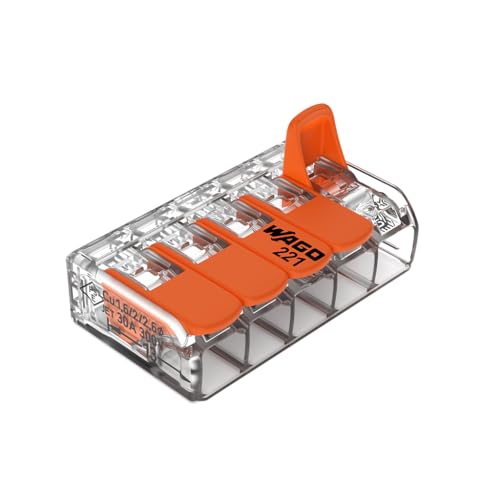 Wago 221-615 - Kompakte Anschlussklemmen mit Antriebshebel, 5 Leiter, Hebelklemme, Zinnklemme, 0,5-6 mm² von WAGO