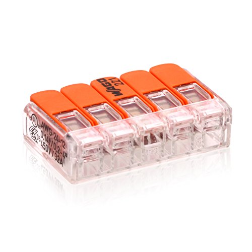 221-415 WAGO Klemme Verbindungsklemme Dosenklemme Hebelklemme mit Betätigungshebel 5-Leiter-Klemme 50 Stück von WAGO