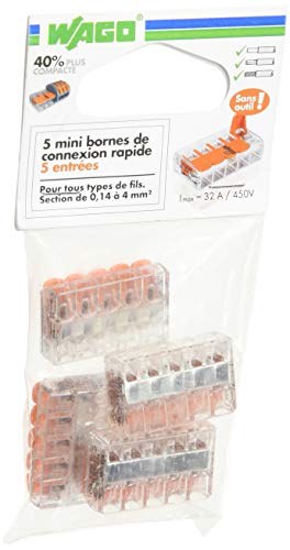 Lot de 5 mini bornes de connexion rapide à levier S221 pour fils souples et rigides - 5 entrées von Otio