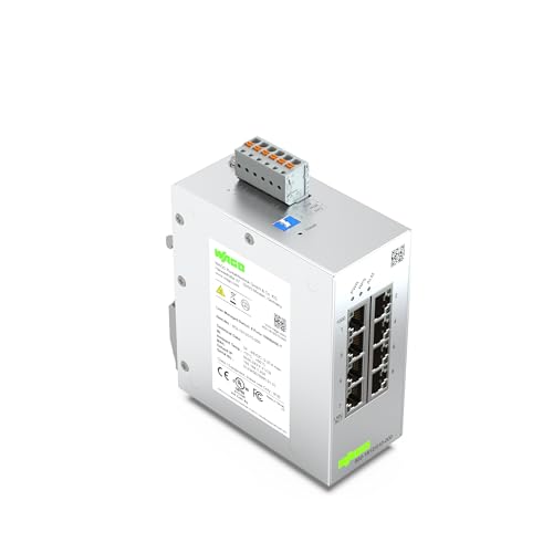 WAGO Industrial-Switch 852-1812/010-000 | mit 8 ETHERNET‐Ports 10/100/1000 MBit/s Autonegotiation und Diagnose‐LEDs auf der Vorderseite, unterstützt bis zu 8000 absolute MAC‐Adressen von WAGO