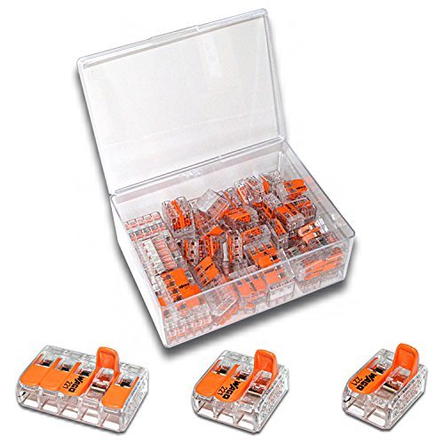 WAGO Klemme (80 Stück) Set Sortiment Serie Compact 221-412 | 221-413 | 221-415 in praktischer Klarsichtdose von TS-TRADES