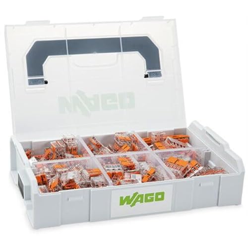 WAGO Verbindungsklemmen-Set 887-957 | 186-teilig, mit verschiedenen Verbindungsklemmen mit Hebeln und Befestigungsadapter der Serie 221 für alle Leiterarten, in praktischer L-BOXX Mini von WAGO