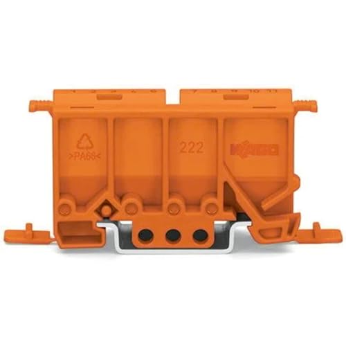 WAGO Befestigungsadapter 222-500 | Befestigungs-Adapter der Serie 222 (4 mm²), zur Montage auf TS 35, 10 Stück, für Schraubbefestigung, orange von WAGO