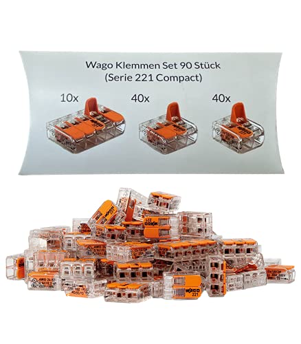 Wago Klemmen Set 90 Stück Serie 221 Compact 2, 3 und 5 polig 221-412 221-413 221-415 von WAGO