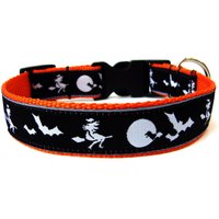 Halloween Hundehalsband 2, 5 cm Hexen Und Fledermäuse von Wagologie