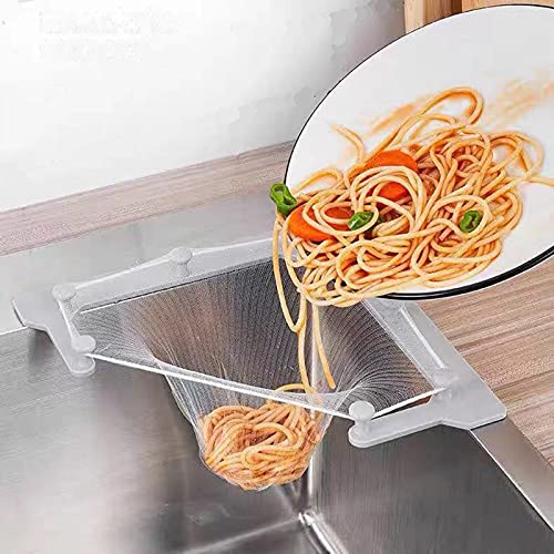 Eckensieb für die Spüle, Tri-Halter Dreieckssieb für die Spüle, Mehrzweck Siebbeutel für die Spüle (1 Halter+100 Filterbeutel) von Wagoodter