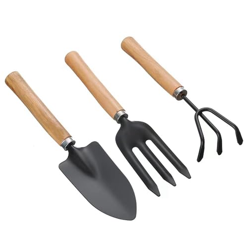 Wagoodter Mini Gartenwerkzeug Set klein leicht Eisen Rechen Schaufel Spaten für drinnen und draußen lose Erde und Topfpflanzen 6 teilig (B) von Wagoodter