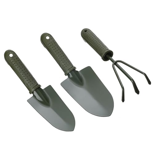 Wagoodter Mini Gartenwerkzeug Set klein leicht Eisen Rechen Schaufel Spaten für drinnen und draußen lose Erde und Topfpflanzen 3 teilig (C) von Wagoodter