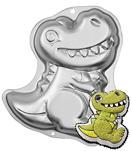 WahYikHo Backform Dinosaurier, Kinder Geburtstag 3D-Kuchenform, Dinosaurierkuchenform, Kinder Motivbackformen 3D Kuchenform Dinosaurier Backformen, Silber von WahYikHo