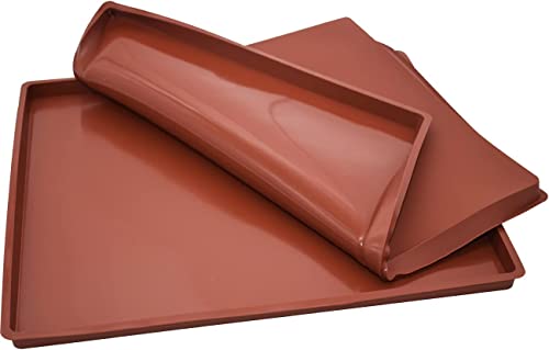 Silikon Backblech WahYikHo Biskuitrollenmatte Rollmatte Silikon Rollmatte Swiss Roll Backmatte Backblech für Kochen, Backen,2 Stück,30 x 25 x1.5 CM(Braun) von WahYikHo