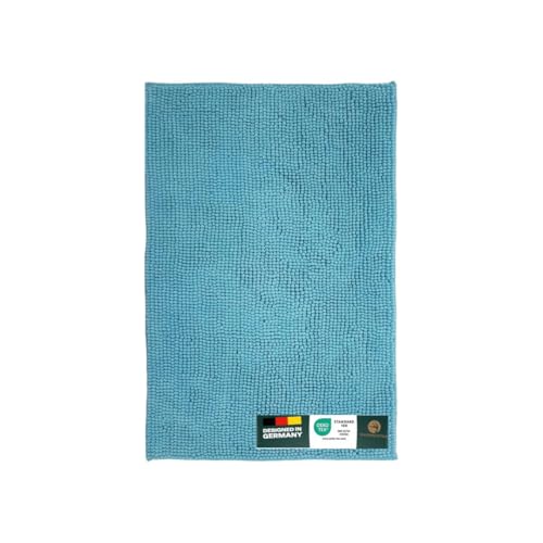 Waidmeister Badematte Chenille – rutschfeste & Waschbare Badezimmermatte – Flauschiger Badteppich für Dusche & Badewanne – Saugfähig & Fußbodenheizung geeignet – Oeko-TEX (Aqua, 50x80) von Waidmeister