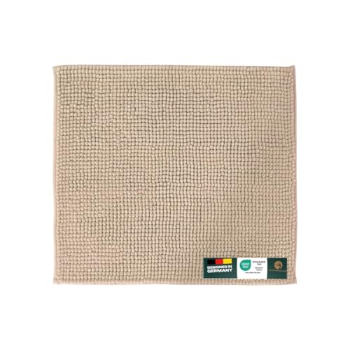 Waidmeister Badematte Chenille – rutschfeste & Waschbare Badezimmermatte – Flauschiger Badteppich für Dusche & Badewanne – Saugfähig & Fußbodenheizung geeignet – Oeko-TEX (Beige, 45x50) von Waidmeister