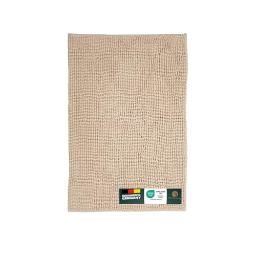 Waidmeister Badematte Chenille – rutschfeste & Waschbare Badezimmermatte – Flauschiger Badteppich für Dusche & Badewanne – Saugfähig & Fußbodenheizung geeignet – Oeko-TEX (Beige, 70x120) von Waidmeister