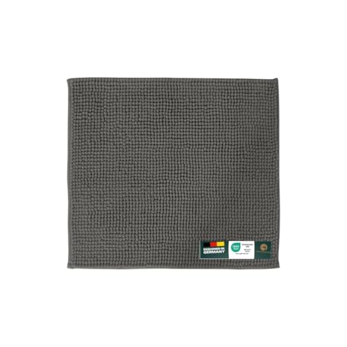 Waidmeister Badematte Chenille – rutschfeste & Waschbare Badezimmermatte – Flauschiger Badteppich für Dusche & Badewanne – Saugfähig & Fußbodenheizung geeignet – Oeko-TEX (Grau, 45x50) von Waidmeister