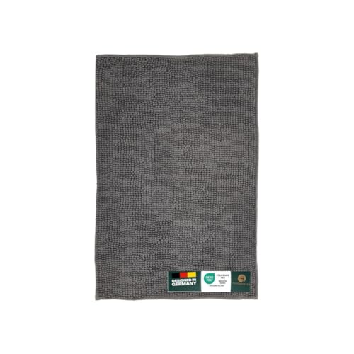 Waidmeister Badematte Chenille – rutschfeste & Waschbare Badezimmermatte – Flauschiger Badteppich für Dusche & Badewanne – Saugfähig & Fußbodenheizung geeignet – Oeko-TEX (Grau, 60x90) von Waidmeister