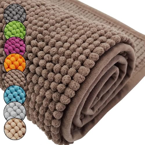 Waidmeister Badematte Chenille – rutschfeste & Waschbare Badezimmermatte – Flauschiger Badteppich für Dusche & Badewanne – Saugfähig & Fußbodenheizung geeignet – Oeko-TEX (Taupe, 45x50) von Waidmeister