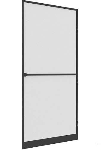 Waidmeister Fliegengitter Balkontür, Insektenschutz Tür Premium, Aluminium Rahmen, Fiberglas-Gewebe, 100 x 215 cm, in weiß,anthrazit oder braun (Anthrazit) von Waidmeister
