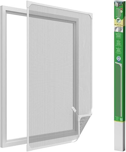 Waidmeister Insektenschutz Fenster mit PVC Magnetrahmen Fliegengitter ohne Bohren individuell kürzbares Fliegennetz (weiß, 120x140cm) von Waidmeister