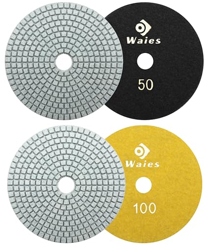 Waies 125mm Körnung 50-100 Diamant-Schleifpad für Nass Schliff Klettaufnahme, für Granit Stein Beton Marmor von Waies