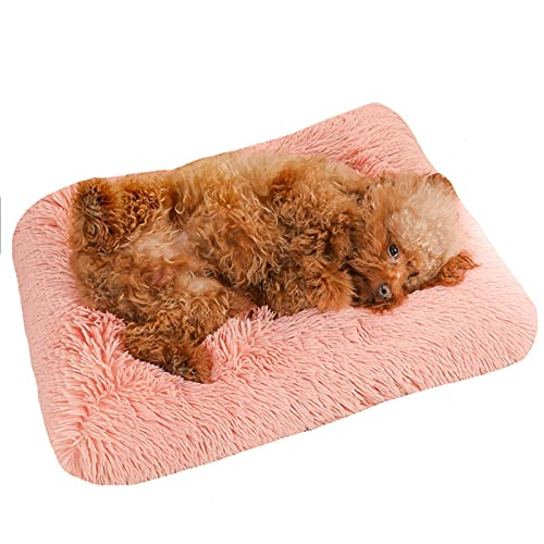 Beruhigendes Hunde- und Katzenbett, orthopädisches Hundebett, abnehmbar, waschbar, rutschsicher, für große, mittelgroße und kleine Hunde (60 x 45 x 5 cm, Pink) von Waigg Kii