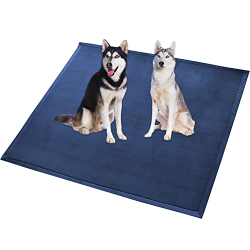 Extra große Hundebettmatte, XXL-Hundematte, weicher Korallen-Samtbereich, rutschfest, waschbar, Katzen-Schlafmatte, Anti-Angst-Hundekissen (120 x 120 cm, Marineblau) von Waigg Kii