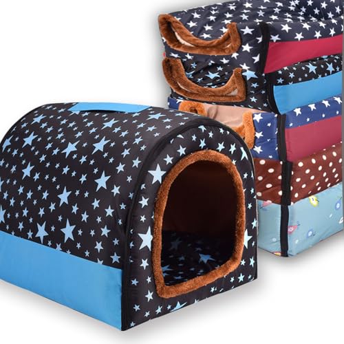 Extra großes Hundebett, 2-in-1-Haustierhöhle, wasserdicht, luxuriös, beruhigendes Hundehaus, Katzenzelt, Bett mit herausnehmbarem, weichem Kissen, rutschfester Boden, Outdoor-Hundebetten (I, 45 x 36 x von Waigg Kii