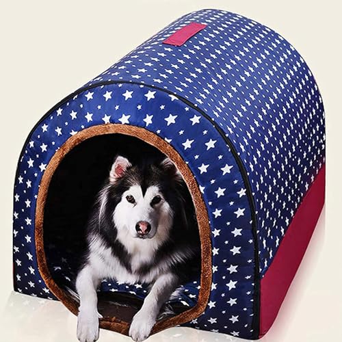 Große Hundehütte, luxuriöses Hundehüttenbett, extra groß, warm, für große und mittelgroße Hunde, Katzen, für drinnen und draußen, waschbar (45 x 38 x 36 cm, E) von Waigg Kii