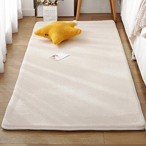 Großer Teppich, weich, flauschig, kurz, Plüsch, Schlafzimmerteppich, rutschfest, waschbar, modern, einfarbig, dicke Bodenmatte, Yoga-Tatami-Matte (80 x 200 cm, Beige) von Waigg Kii