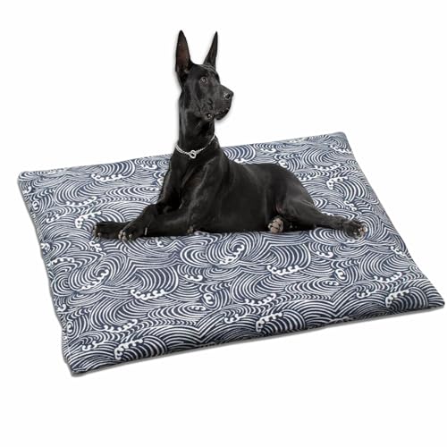 Großes Hundebett, waschbar, Haustierbett für Hunde, beruhigend, weiche Hundematte mit abnehmbarem Bezug, luxuriöses Haustierkissen für mittelgroße und große Hunde (Blau, 50 x 70 cm) von Waigg Kii