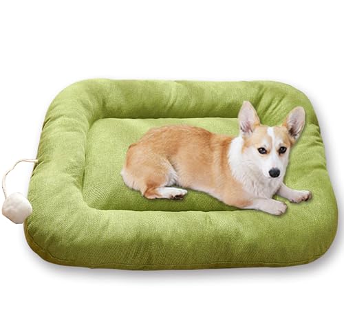 Großes Hundebett, weiches Katzenbett, waschbares Kissen, beruhigend, tiefer Schlaf, Anti-Angst, Hundekäfig-Matratze mit flauschigem Ball für Indoor-Katzen (Grün, S - 30 x 40 cm) von Waigg Kii