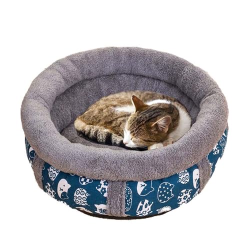Katzenbett, Donut-Hundebett, rundes Katzenbett für Innen, Höhle, Kätzchen, Welpen, orthopädisch, beruhigendes Katzenbett, erhöhtes Sofakissen (grau, 50 cm) von Waigg Kii