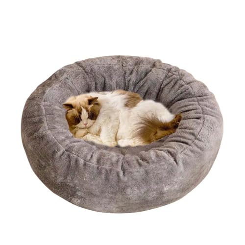 Katzenbetten für Indoor-Katzen, Donut-Hundebetten, rund, beruhigendes Hundesofa, orthopädisches Katzenhöhle, Hochbett für Kätzchen, Welpen, kleine Hunde, waschbar (Grau, 60 cm) von Waigg Kii