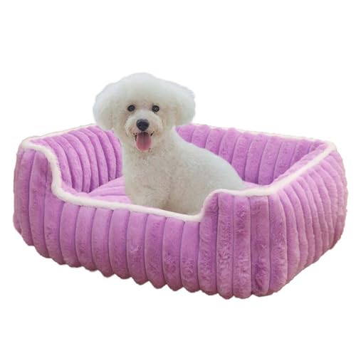 Orthopädisches Hundebett, groß, waschbar, Sofakissen, rechteckig, weich, für Hunde, Katzen, Kätzchen, Welpen, rutschfeste Unterseite, lila, 60 x 50 x 14 cm von Waigg Kii