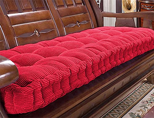 Waigg Kii 8 cm dickes Bankkissen, 2/3-Sitzer, für drinnen und draußen, Baumwolle, Sofakissen, Bankpolster für Zuhause, Küche, Esszimmer, Garten, Terrasse, Schaukel (120 x 35 cm, rot) von Waigg Kii