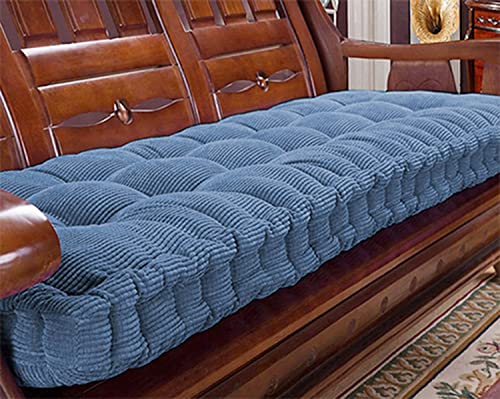 Waigg Kii 8 cm dickes Bankkissen, 2/3-Sitzer, für drinnen und draußen, Baumwolle, Sofakissen, Bankpolster für Zuhause, Küche, Esszimmer, Garten, Terrasse, Schaukel (80 x 40 cm, blau) von Waigg Kii