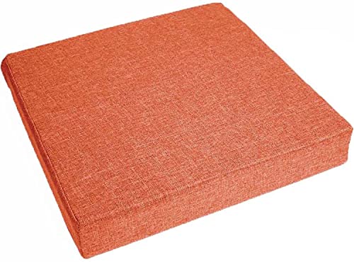 Waigg Kii Dicke 8/10 cm Sitzkissen, quadratische Sessel-Sitzkissen, Komfort, Elastizität, Schaumstoff, für Auto, Büro, drinnen und draußen, 50 x 50 x 5 cm, Orange von Waigg Kii