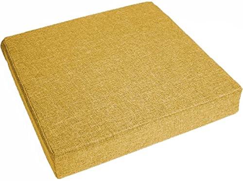 Waigg Kii Dicke 8/10 cm Sitzkissen, quadratische Sessel-Sitzkissen, Komfort, Elastizität, Schaumstoff-Stuhlkissen, für Auto, Büro, drinnen und draußen (50 x 50 x 8 cm, gelb) von Waigg Kii