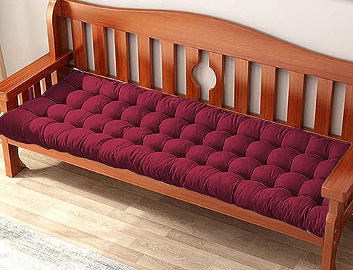 Waigg Kii Dickes Sitzbank-Sofa-Kissen 2/3 Sitzer, Baumwolle Gartenbank Kissen Sitzpolster, Rechteck rutschfeste Bank Kissen Pad für Chaise/Schaukel (100 * 40cm,Rot) von Waigg Kii